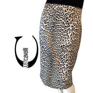 Just Cavalli Leopard-Print Pencil Skirt in Tan and Black